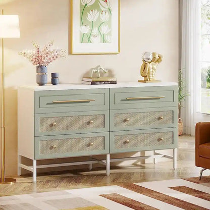 Modern Dresser 6 Drawer Dressers Chests of Drawers for Bedroom