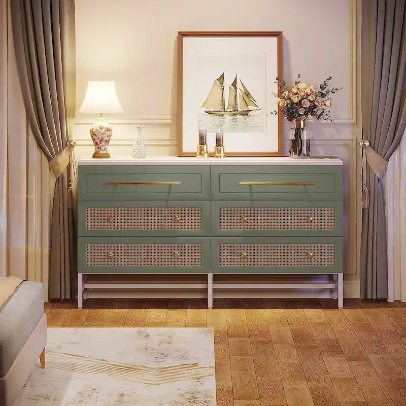 Modern Dresser 6 Drawer Dressers Chests of Drawers for Bedroom