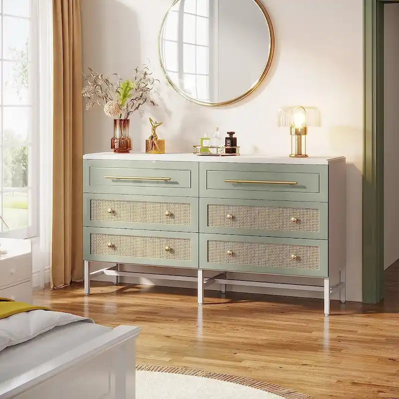 Modern Dresser 6 Drawer Dressers Chests of Drawers for Bedroom