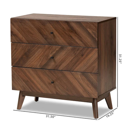 Hartman Mid-Century Modern Walnut Finished Wood 3-Drawer Storage Chest