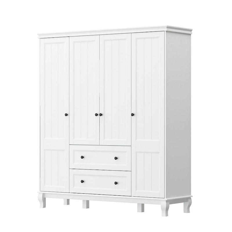 Armoire White Lacquer Wardrobe Engineered Wood for Bedroom