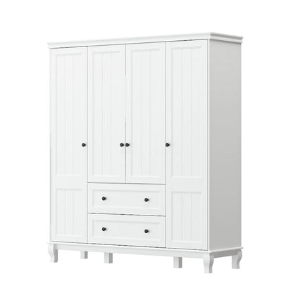 Armoire White Lacquer Wardrobe Engineered Wood for Bedroom