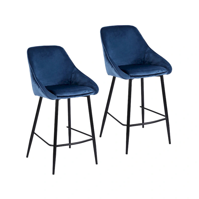 Porthos Home Uva Counter Stools Set of 2, Velvet Upholstery, Iron Legs