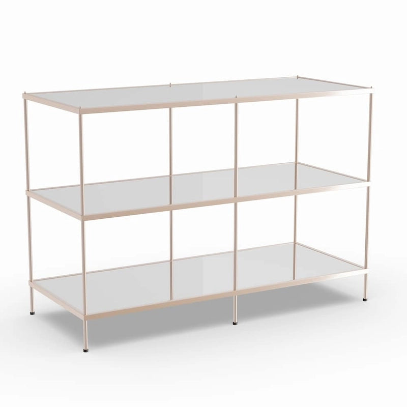 SEI Furniture Grant Modern Metal Console Table with Glass Top and Shelves