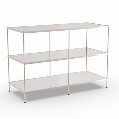 SEI Furniture Grant Modern Metal Console Table with Glass Top and Shelves