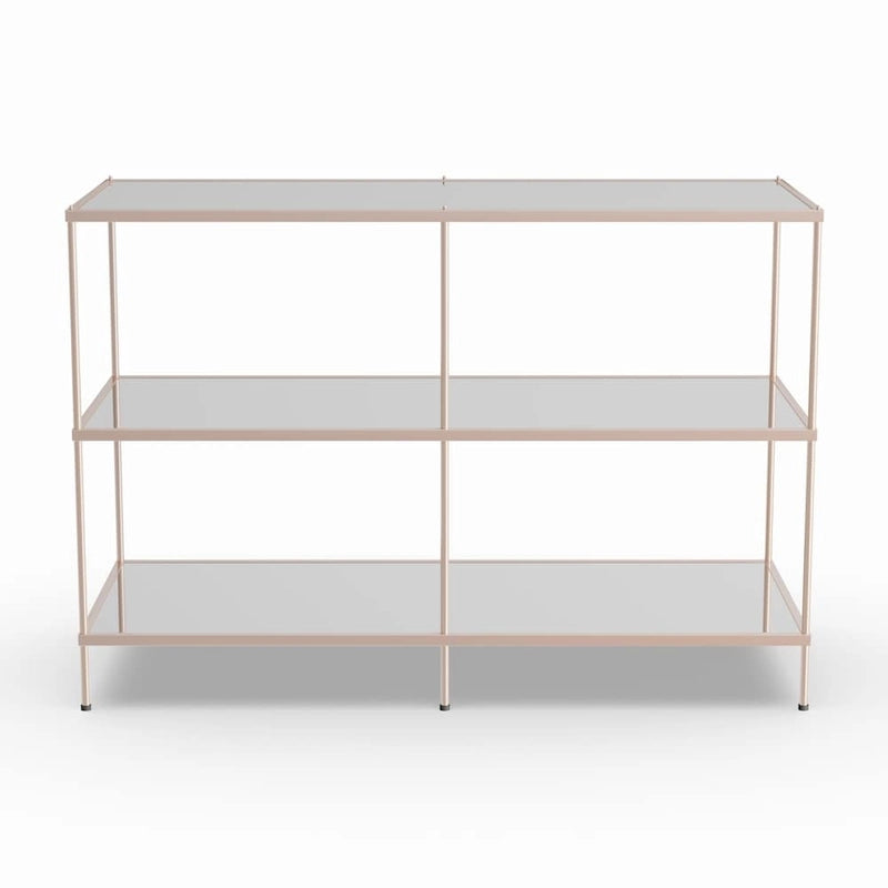 SEI Furniture Grant Modern Metal Console Table with Glass Top and Shelves