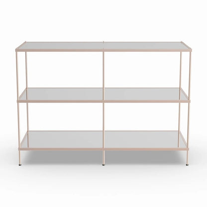 SEI Furniture Grant Modern Metal Console Table with Glass Top and Shelves
