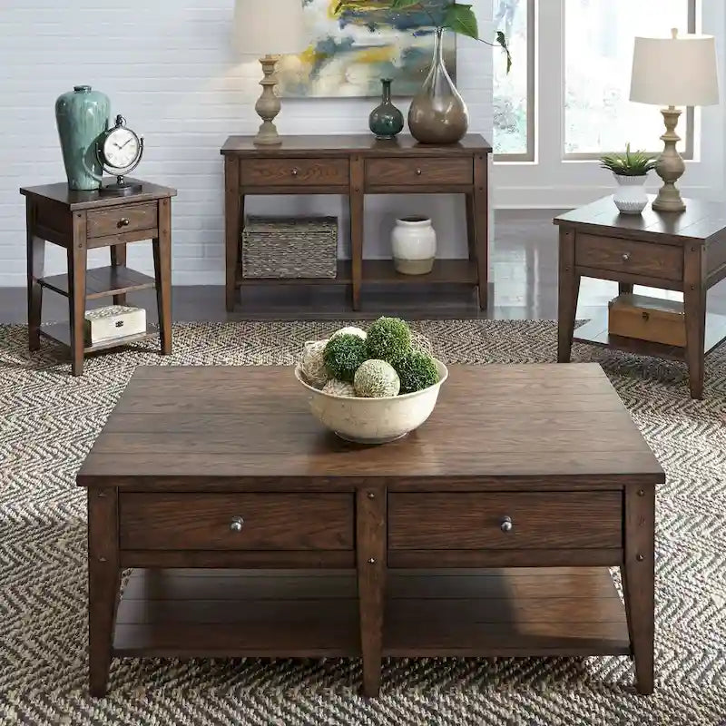Liberty Furniture Lake House Sofa Table Rustic Brown Oak Accent