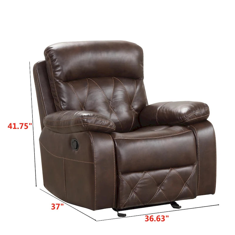 Owen 3-Piece Brown Breathable Leather Manual Reclining Sofa Set