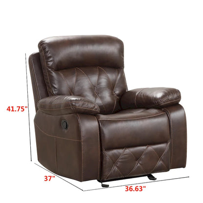 Owen 3-Piece Brown Breathable Leather Manual Reclining Sofa Set
