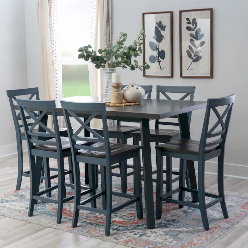 Kiri Blue/Grey Wood 7-Piece Dining Set