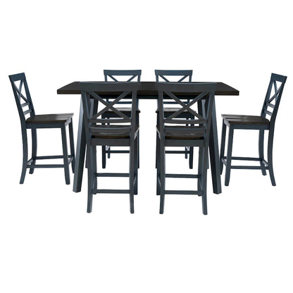 Kiri Blue/Grey Wood 7-Piece Dining Set