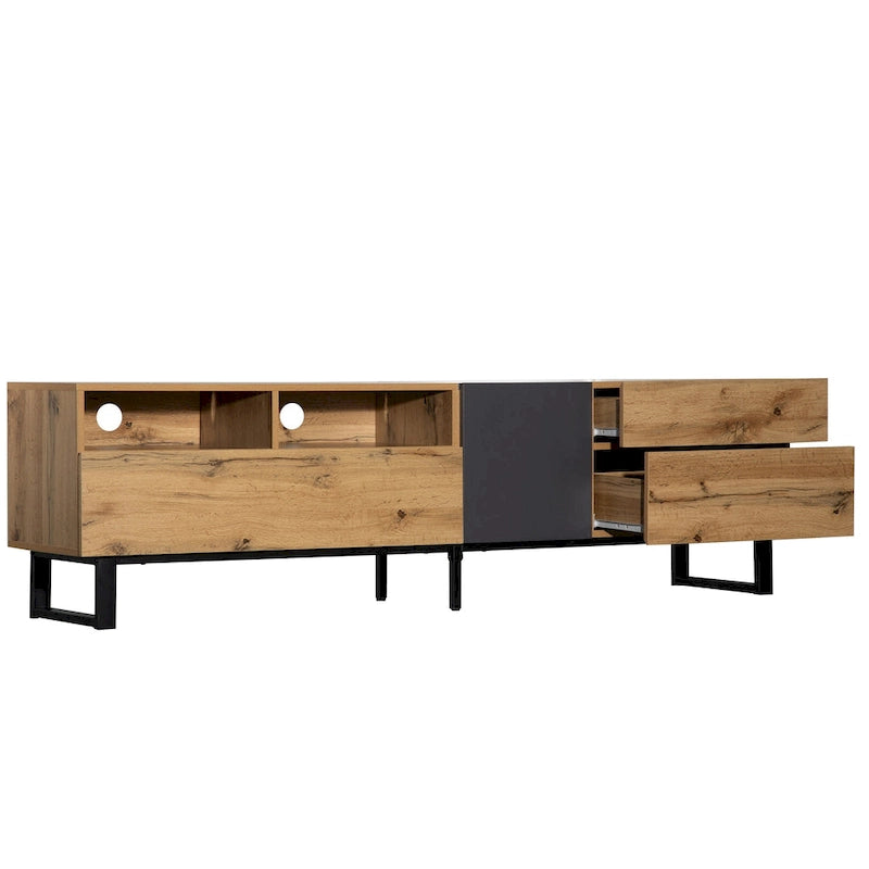 Modern TV Stand for 80 TV with Double Storage Space