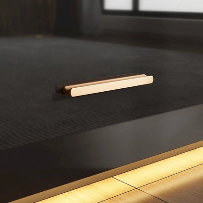 Black Entertainment Center Spacious Luxurious TV Stand Golden Accents - 70.9