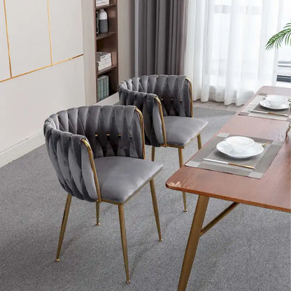 Modern Design Velvet Fabric Dining Chair,Set of 2,Grey