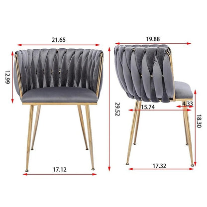 Modern Design Velvet Fabric Dining Chair,Set of 2,Grey