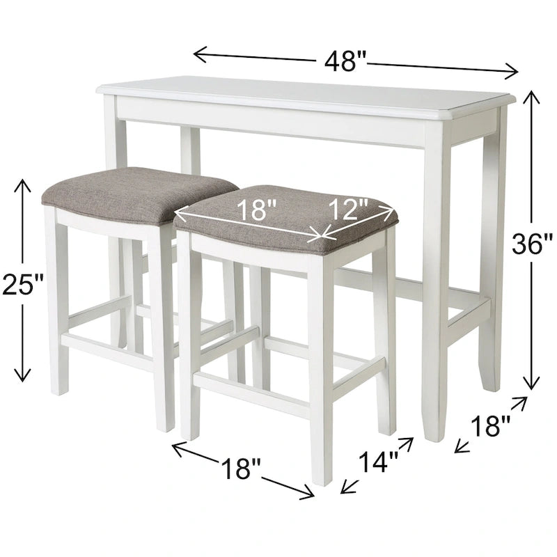 New Ridge Home Pub-Height Sofa Table with Two Counter-Height Stools