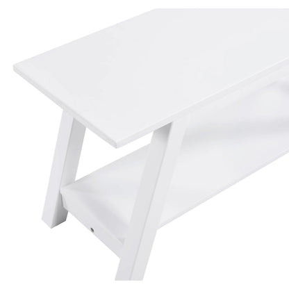 Roundhill Furniture Elyz Solid Wood Bench with Shelf, White