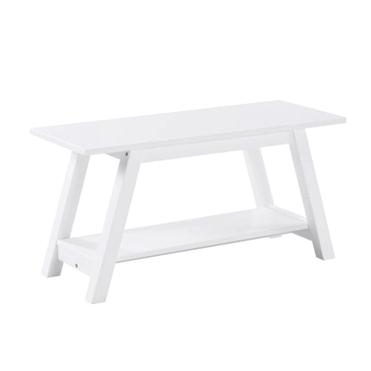 Roundhill Furniture Elyz Solid Wood Bench with Shelf, White