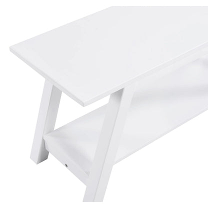 Roundhill Furniture Elyz Solid Wood Bench with Shelf, White