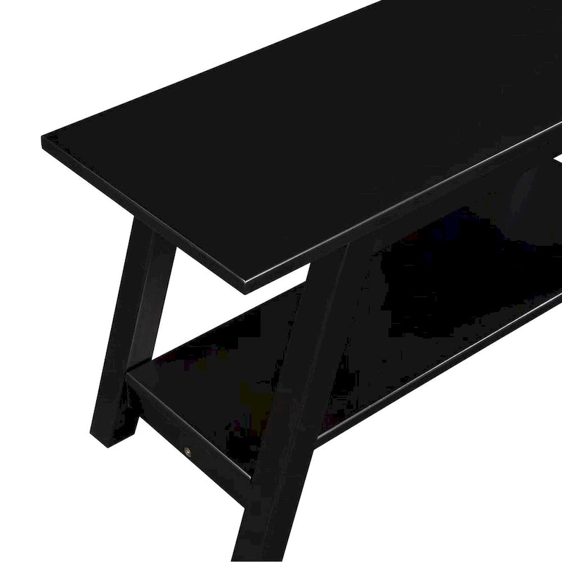 Roundhill Furniture Elyz Solid Wood Bench with Shelf, White