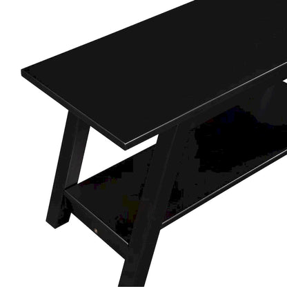 Roundhill Furniture Elyz Solid Wood Bench with Shelf, White