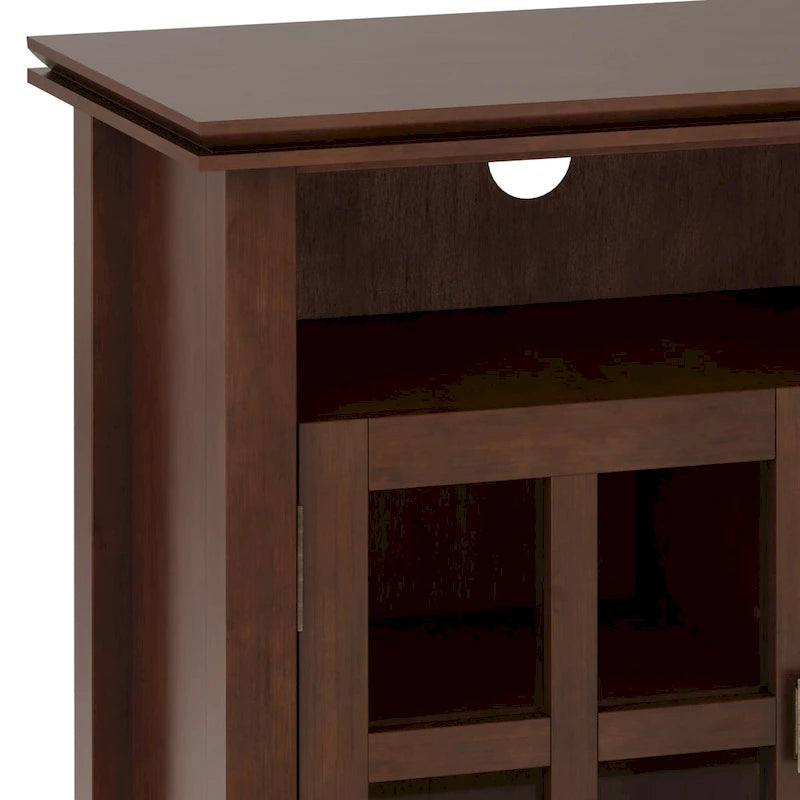 WYNDENHALL Stratford SOLID WOOD 48 inch Wide Contemporary TV Media Stand in Russet Brown For TVs upto 55 inches