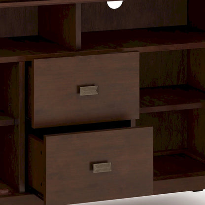 WYNDENHALL Stratford SOLID WOOD 48 inch Wide Contemporary TV Media Stand in Russet Brown For TVs upto 55 inches