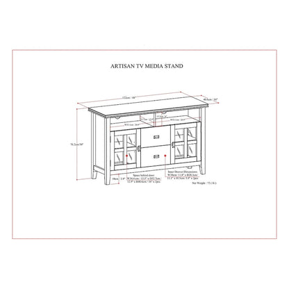 WYNDENHALL Stratford SOLID WOOD 48 inch Wide Contemporary TV Media Stand in Russet Brown For TVs upto 55 inches