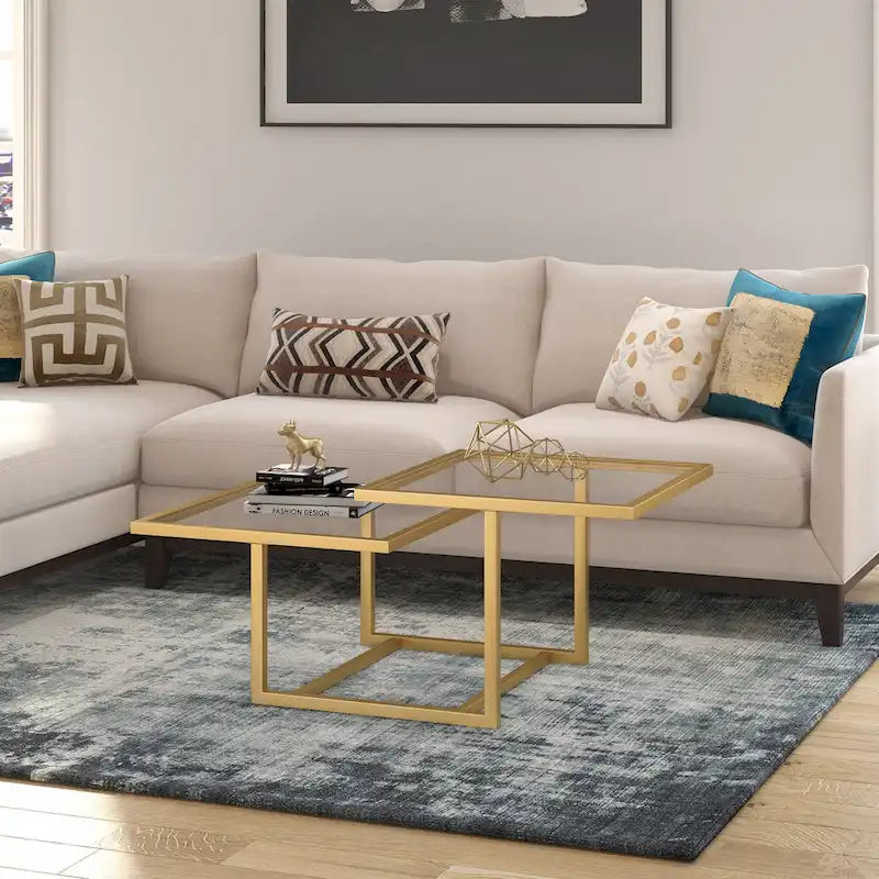 Silver Orchid Solm Two-Tier Gold Coffee Table