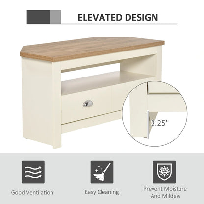 HOMCOM Corner TV Stand up to 50 Inch Entertainment Center TV Console Table with 2 Drawers and 1 Storage Compartment