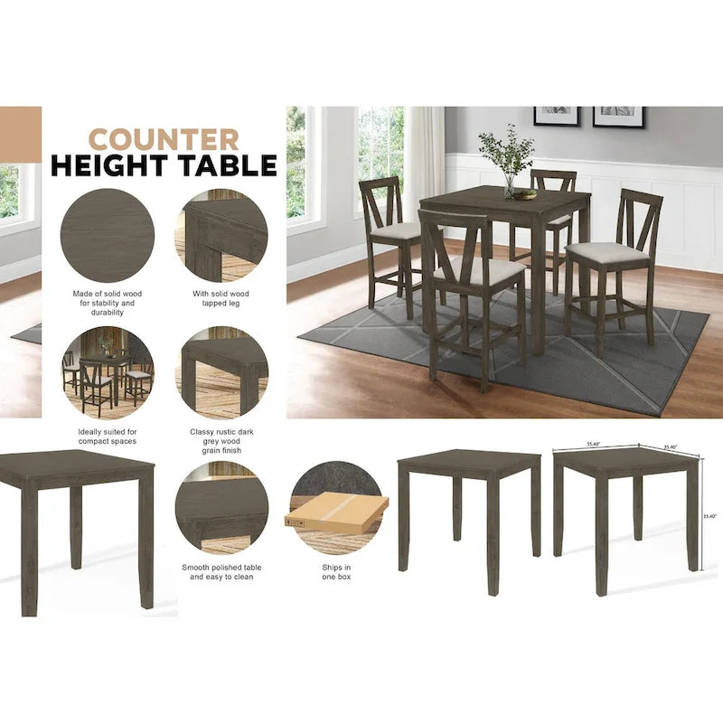 CraftPorch Simple Classy Square 5-piece Counter Height Dining Set