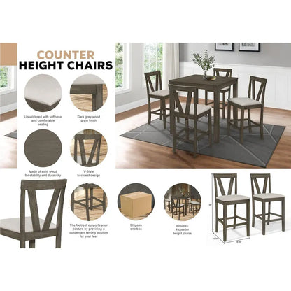 CraftPorch Simple Classy Square 5-piece Counter Height Dining Set