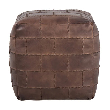 Carbon Loft Najah Patchwork Leather Industrial Pouf Ottoman