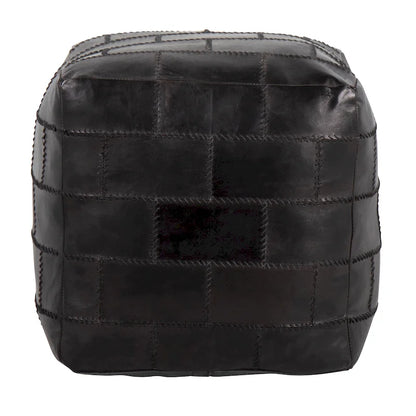 Carbon Loft Najah Patchwork Leather Industrial Pouf Ottoman