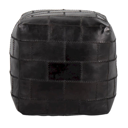 Carbon Loft Najah Patchwork Leather Industrial Pouf Ottoman