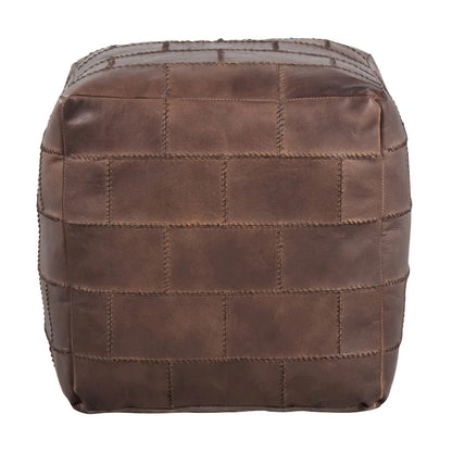 Carbon Loft Najah Patchwork Leather Industrial Pouf Ottoman