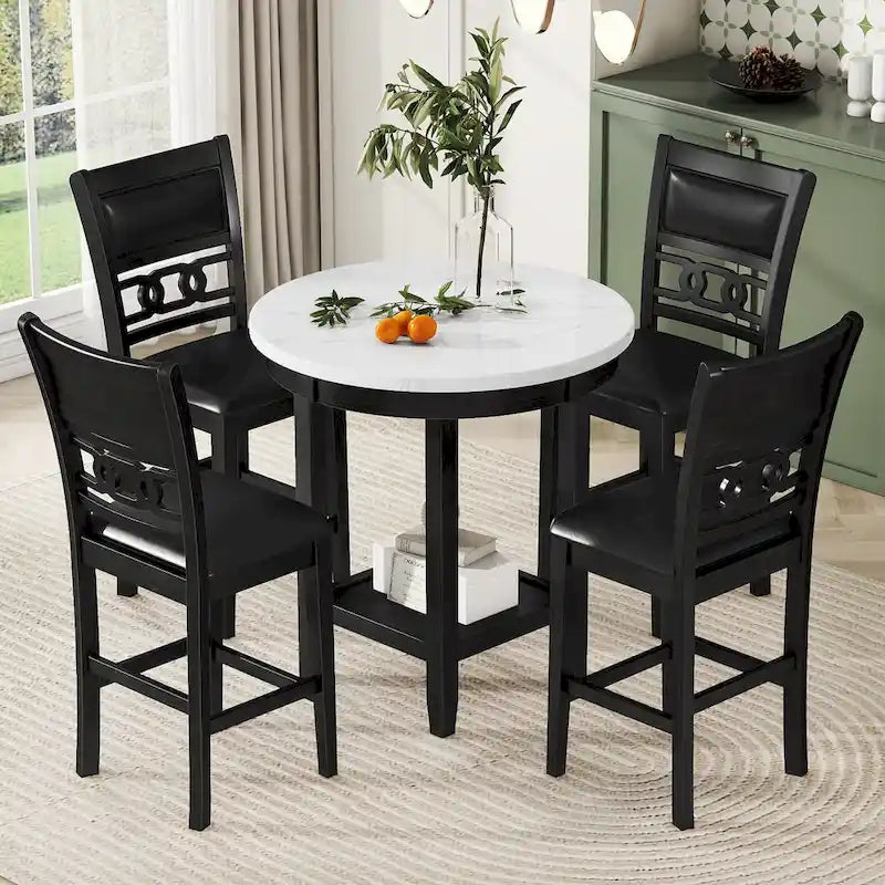 5-piece Counter Height Dining Round Table Set