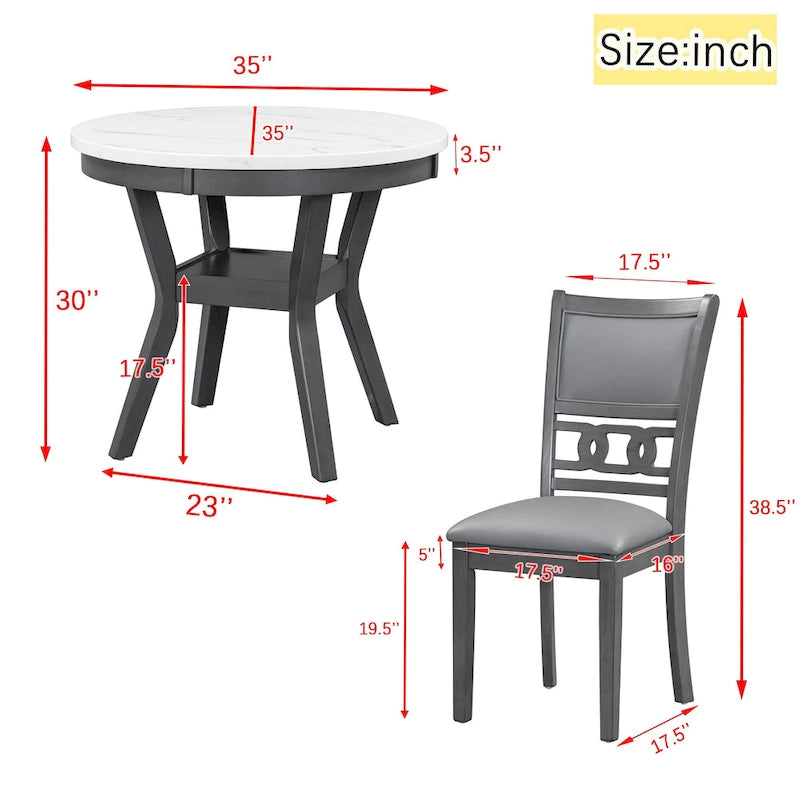 5-piece Counter Height Dining Round Table Set