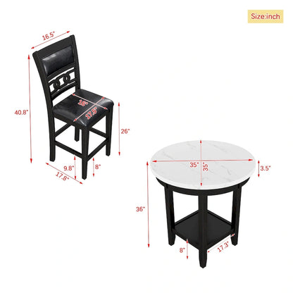 5-piece Counter Height Dining Round Table Set