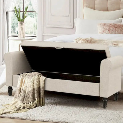 Andeworld Storage Bench Ottoman with Upholstered Arms,bench in front of bed