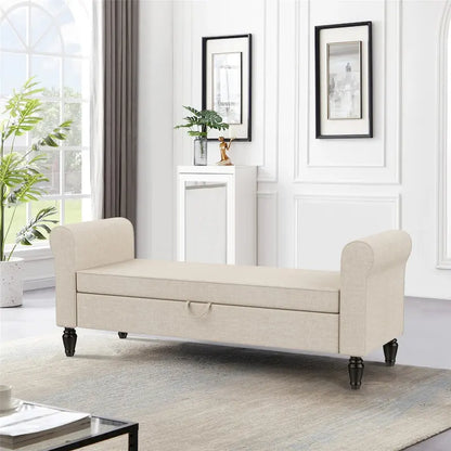 Andeworld Storage Bench Ottoman with Upholstered Arms,bench in front of bed