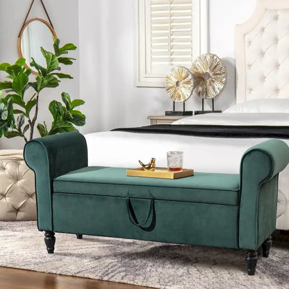 Andeworld Storage Bench Ottoman with Upholstered Arms,bench in front of bed