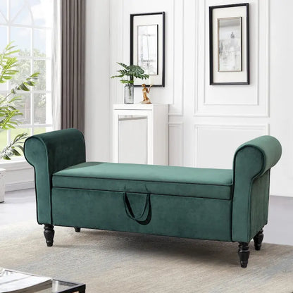 Andeworld Storage Bench Ottoman with Upholstered Arms,bench in front of bed