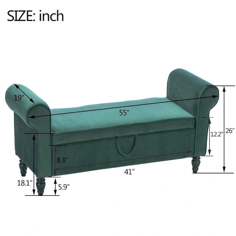 Andeworld Storage Bench Ottoman with Upholstered Arms,bench in front of bed