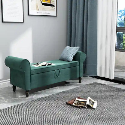Andeworld Storage Bench Ottoman with Upholstered Arms,bench in front of bed
