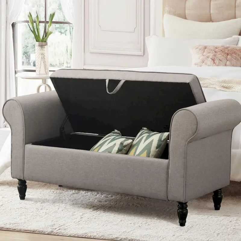 Andeworld Storage Bench Ottoman with Upholstered Arms,bench in front of bed