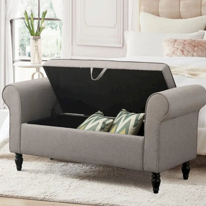 Andeworld Storage Bench Ottoman with Upholstered Arms,bench in front of bed