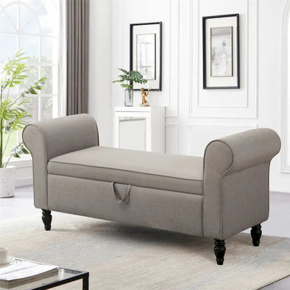 Andeworld Storage Bench Ottoman with Upholstered Arms,bench in front of bed