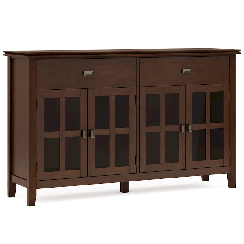WYNDENHALL Stratford 60 Wide Solid Wood Transitional Large 4 Door Sideboard Buffet - 17d x 60w x 34h